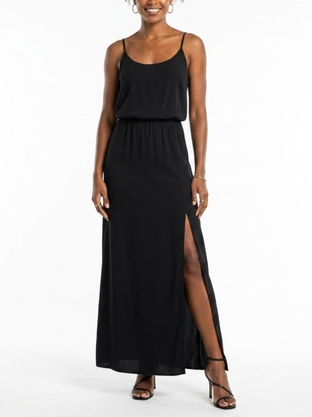 American Eagle 90s Grunge Minimalist Black Side Slit Cami Maxi Dress Small